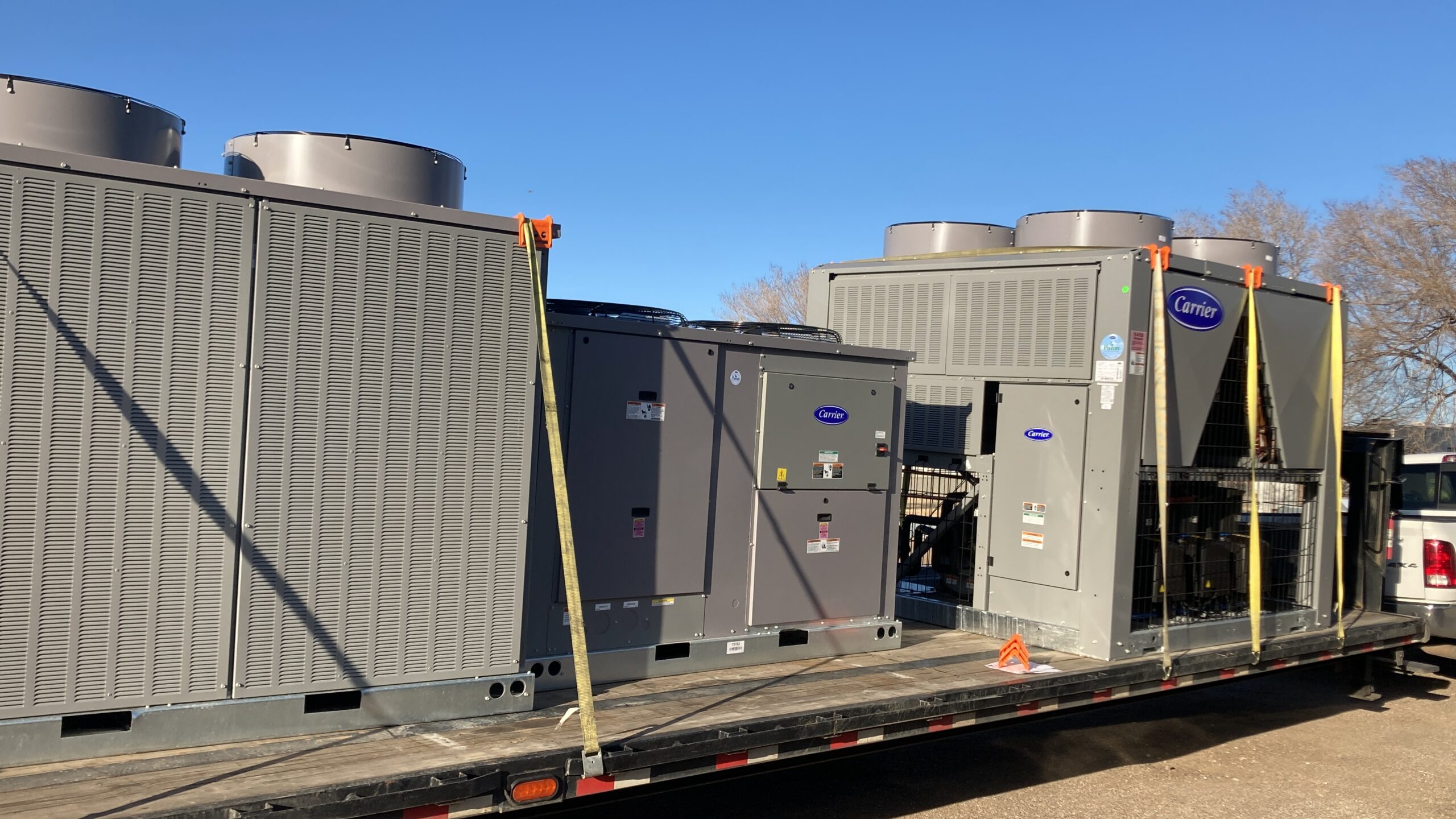Commercial rooftop units staged for delivery